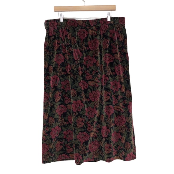 Vintage Bryn Connelly Velvet Rose Print Midi Skirt - Picture 6 of 11